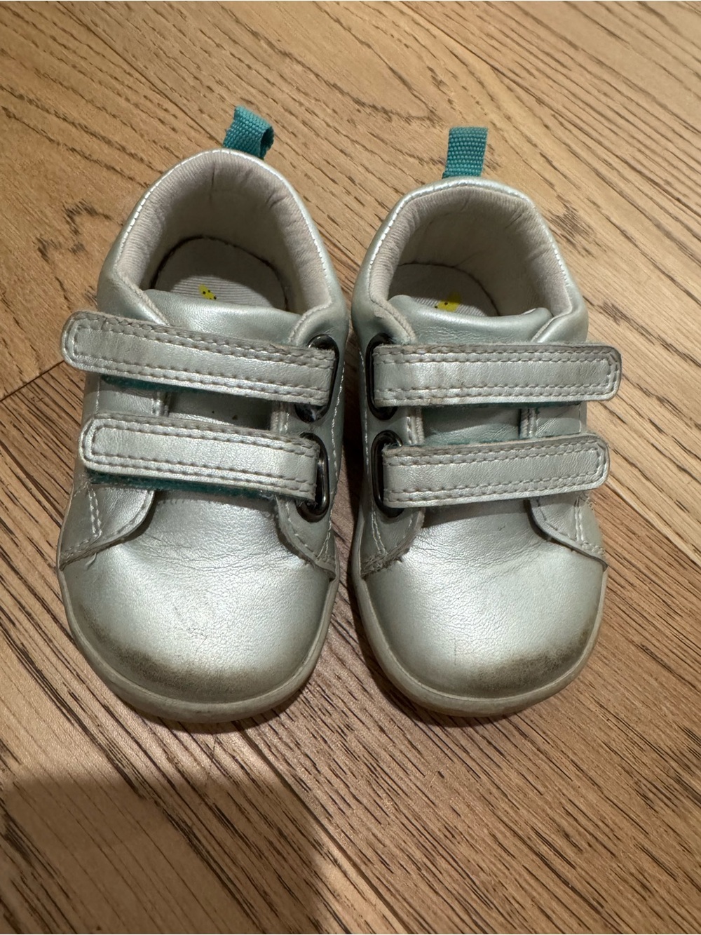 Ten Little Silver Velcro Hook-and-Loop Sneakers